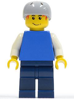 LEGO Minifigure-Plain Blue Torso with White Arms, Dark Blue Legs, Helmet-Town / City-CTY155-Creative Brick Builders